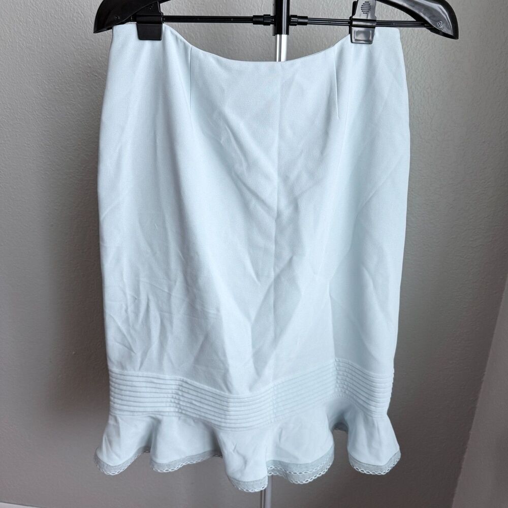 NWT Deadstock Albert Nipon Peplum Ruffled Hem Skirt Powder Blue Womens Size 10